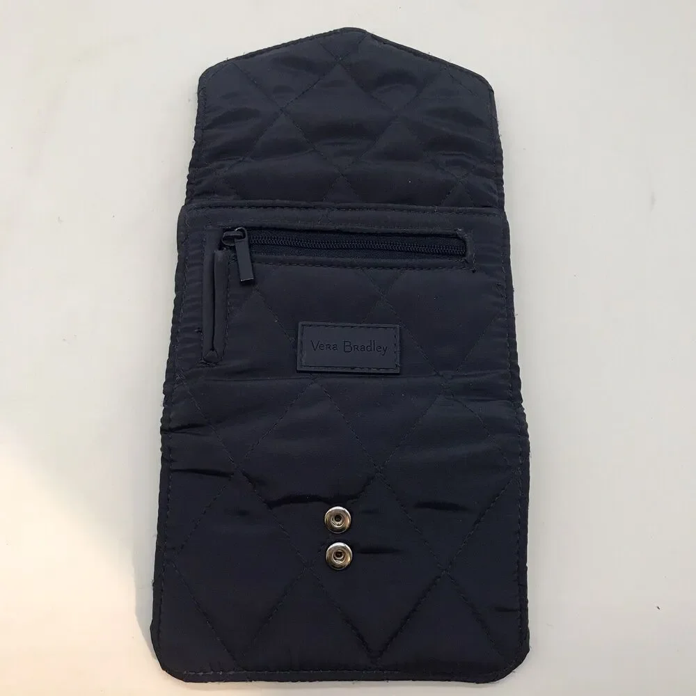 Vera Bradley Wallet Trifold CC ID Cash Quilted Navy Blue Floral Lined 5.5 x 4.5 - Picture 11 of 15